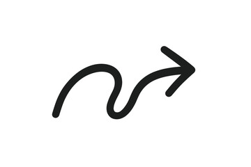 Hand drawn wavy arrow pointing right symbolizing movement direction or change