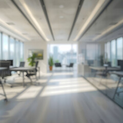 Modern corporate office background with soft blur and natural daylight