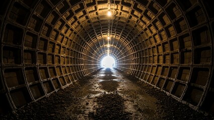 Illuminated Tunnel - A Journey Through Darkness Towards the Light.