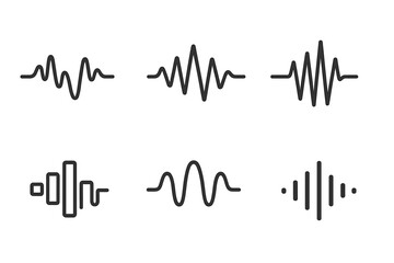 Naklejka premium Audio sound wave equalizer patterns for digital music and voice interface design