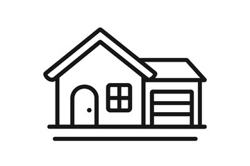 Minimalist residential building featuring an attached garage and pitched roof