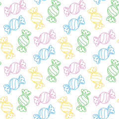 Cute colorful Candies seamless pattern. Trendy design for wallpaper, fabric, textile, print, wrapping paper or package design.
