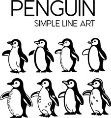 Obraz premium Penguin Icons Bundle Minimal Monochrome Animal Graphics