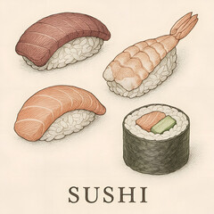 Sushi Illustration Logo Vector