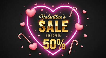 Valentine's sale best offer 50% discount on products marketing promotion shopping poster banner social media advertisement template