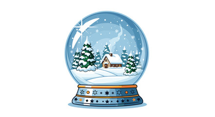 Enchanting winter wonderland scene nestled inside a charming snow globe, perfect for holiday greetings and festive designs that evoke winter magic