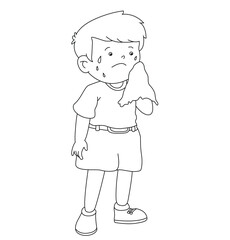 Cute cartoon had draw vector hot weather outline.