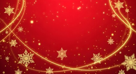 Festive christmas background with golden snowflakes and sparkling lights