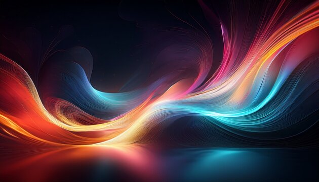 dynamic light and color flow abstract art digital dark background ethereal aesthetic - Powered by Adobe
