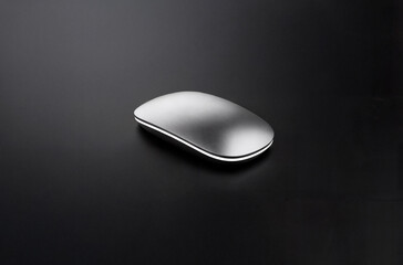 Wireless Aluminium Mouse on Black Background