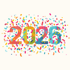 Colorful 2026 numbers with confetti celebration