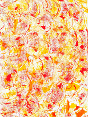 Vibrant abstract watercolor texture in fiery orange and yellow tones.
