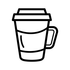 Minimalist Black Line Art Coffee Mug with Lid and Handle