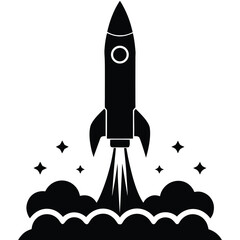 startup rocket launch on white background