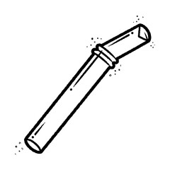 Monochrome Sketch Illustration of Angled Laboratory Test Tube Icon