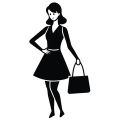 woman holding a bag icon on white background