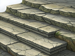 Cracked stone layers with muted olive and grey tones and sparse grass full hd 4k stock image download