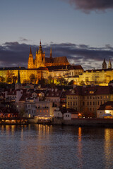 Mala Strana distric and Prague Castle over Vltava river, Prague Czech Republic