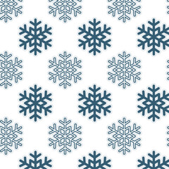 Minimal vector seamless pattern with blue geometric snowflake on a light background. Winter decorative design for wrapping, fabric, and seasonal projects.