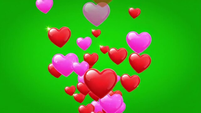 Romantic red heart sparkling on green screen, perfect for Valentine's Day promos and love themed videos. Use this dynamic animation for heartfelt greetings