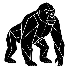 Black geometric orangutan silhouette on white background 2