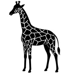 Black giraffe silhouette with white geometric pattern 1