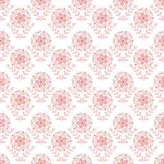 Romantic vintage Floral Seamless Pattern with Heart Petals and leaves