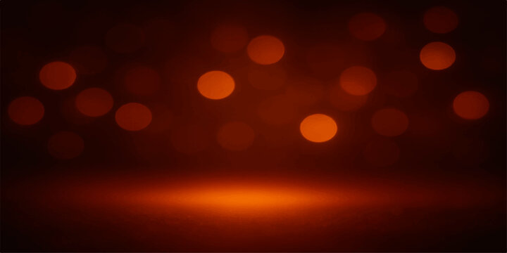 Abstract orange bokeh background with soft focus and dark gradient