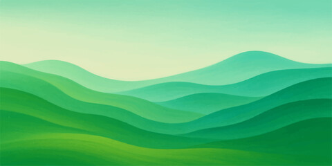 Obraz premium Rolling green hills landscape with gradient sky and minimalist design