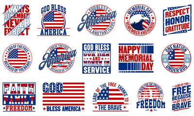 Proud American Patriotic Quotes Bundle - Memorial Day And 4th of July