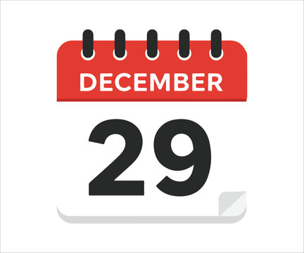 December 29th date on calendar reminder important day concept illustration