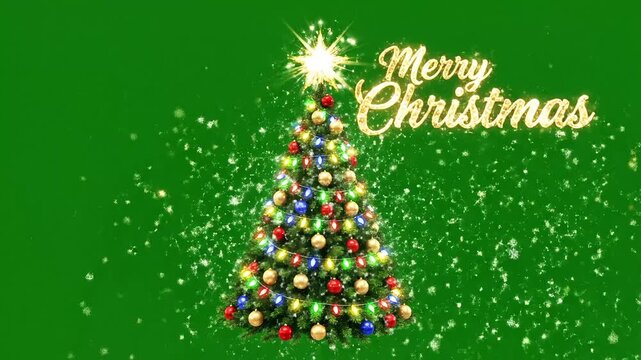 Sparkling Christmas tree animation with twinkling lights and cheerful holiday message for festive greetings and joyful celebrations