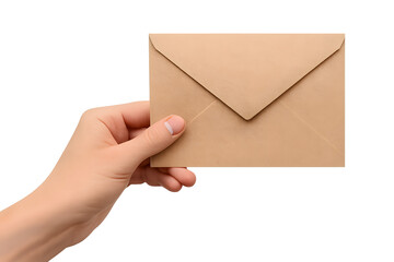 Fototapeta premium Hand holding a brown envelope for the concept of communication and mailing.