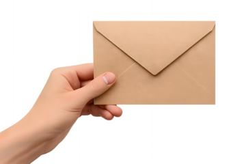 Hand holding a brown envelope for the concept of communication and mailing.