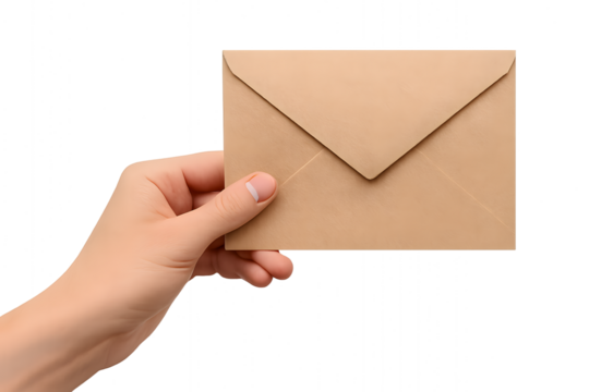 Hand holding a brown envelope for the concept of communication and mailing.