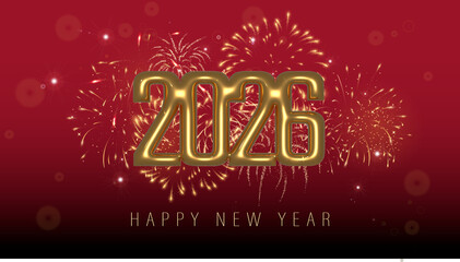 Happy New Year 2026 with fireworks 