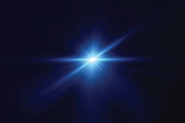 Light effect blue glowing light. Solar flare. Glow effect. Starburst with shimmering sparkles.	