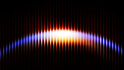 Dynamic vertical light bars creating an abstract wave of vibrant orange, yellow, and blue energy glow