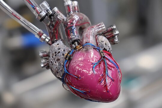 New advances in artificial organ technology showcased through a life-like robotic heart model in a scientific lab