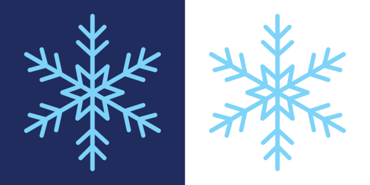 Blue doodle snowflakes set. Crayon hand drawn snow flake collection. Snowflake different icons. Symbol of frosty whether and happy divider Vector illustration. Festive Christmas banner, New Year card.