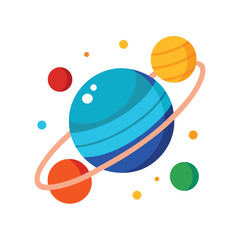Colorful Solar System Planets Vector Icon