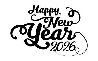 Happy New Year. Lettering text for Happy New Year 2026