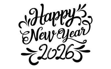 Happy New Year 2023 script text hand lettering. Design a template for a Celebration typography poster, banner or greeting card for Merry Christmas and Happy New Year.