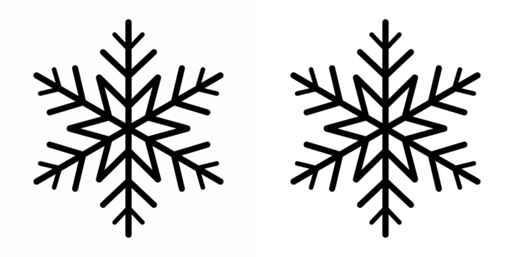 Vector illustration of snowflakes icon set on transparent background. Collection of different form snowflakes vector icon. Vector art of collection of snowflake icons icon on. Vector line icon.