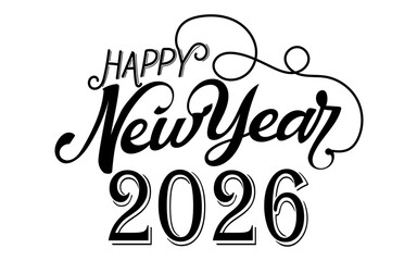 Happy New Year. Lettering text for Happy New Year 2026