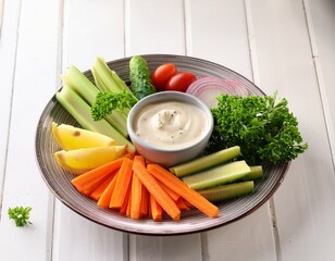 bagna cauda with fresh vegetables and creamy dip
