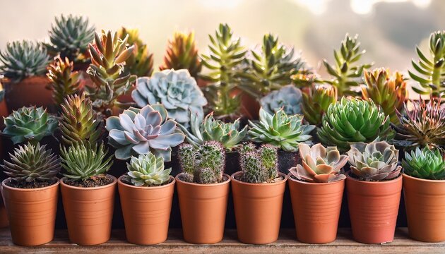 row of potted succulent plants