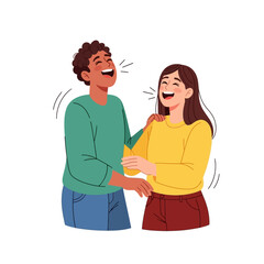 Two People Laughing Together in a Joyful Moment.