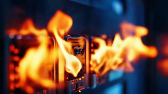 A close-up shot of a burning flame on a wall, ideal for use in scenes where heat or warmth is needed