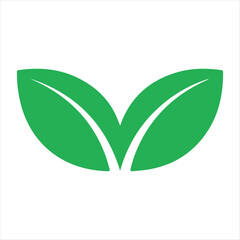 Simple green leaf icon symbolizing nature ecology and environmental awareness